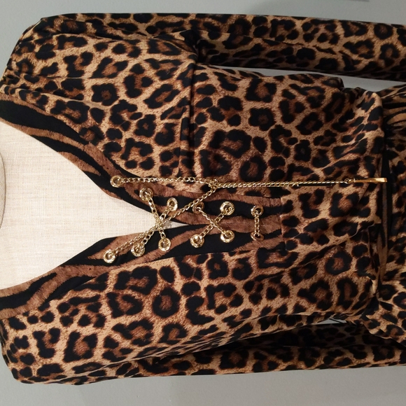 Michael kors long sleeve dress animal print xsmall - Picture 2 of 4